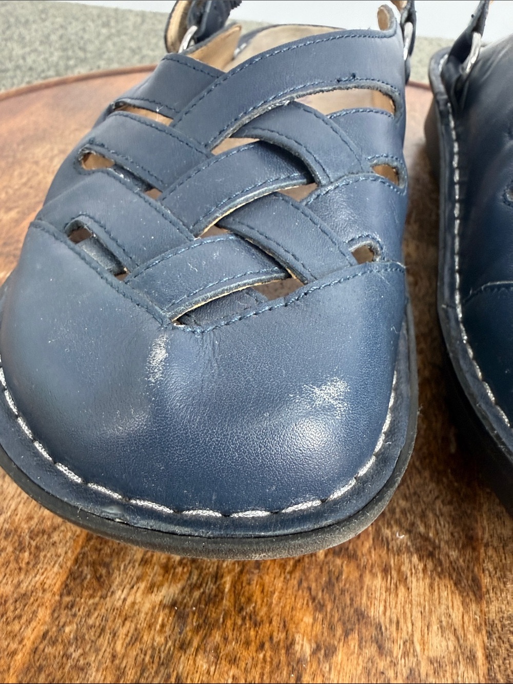 Alegria Shoes Wm 40 (9.5-10) Blue Leather Slingback Comfort Freesia Clog Mule - Picture 4 of 13